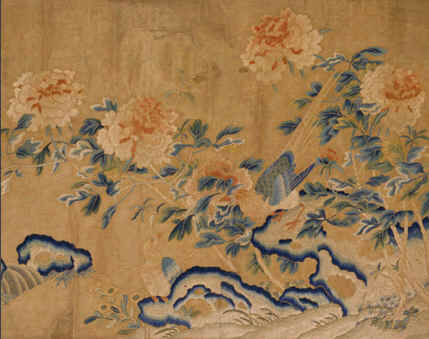 故宮繡品，刺繡收藏品，刺繡牡丹雉雞圖
